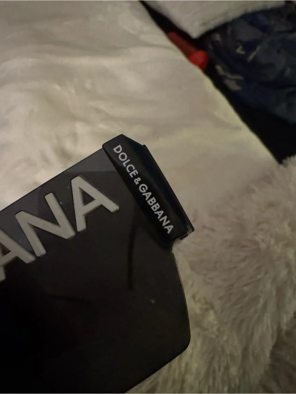 Dolce & Gabbana Black Shield Sunglasses with White Logo